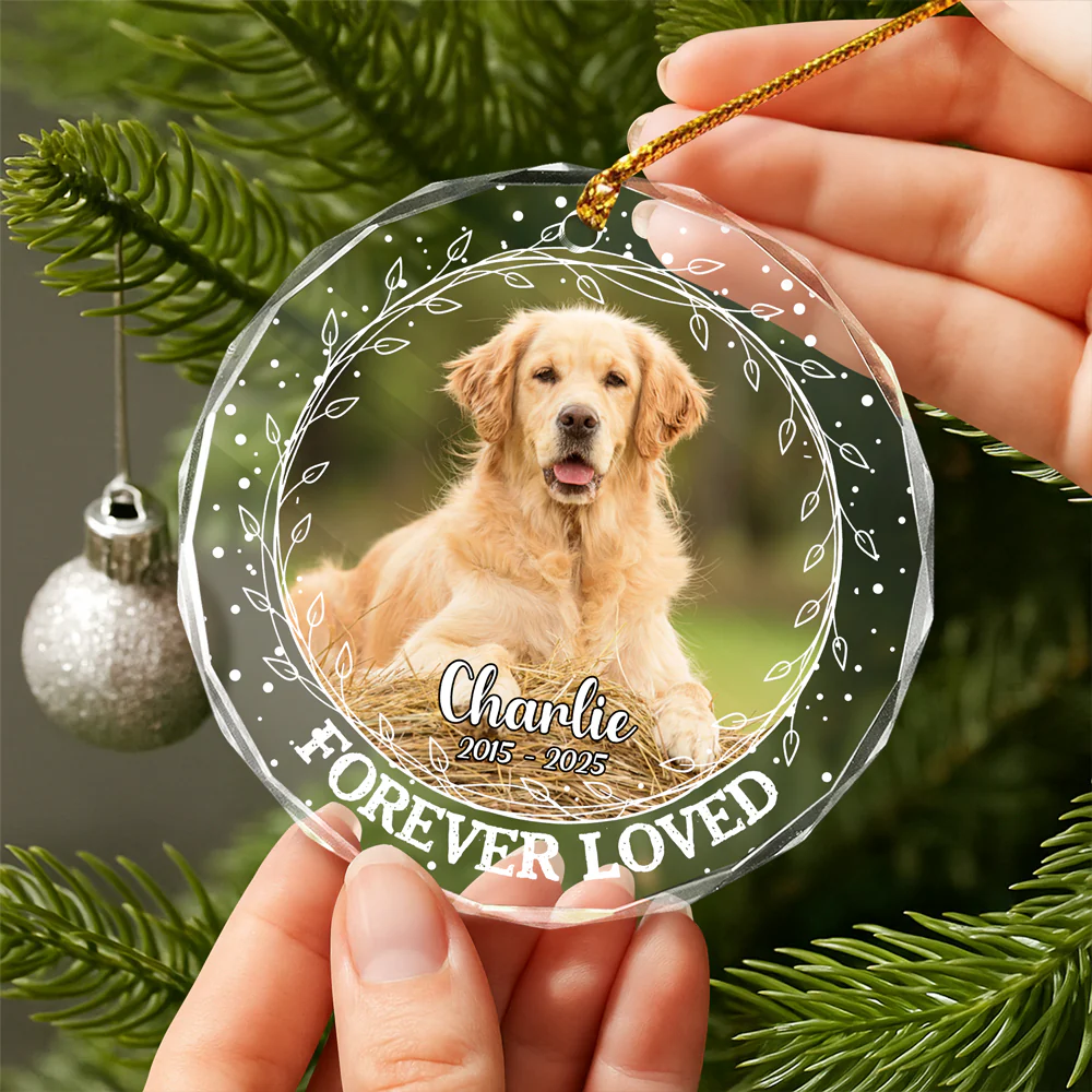 Custom Photo Forever Loved Christmas Glass Ornament Memorial Gift For Dog Lovers TH10 896403 - Image 4