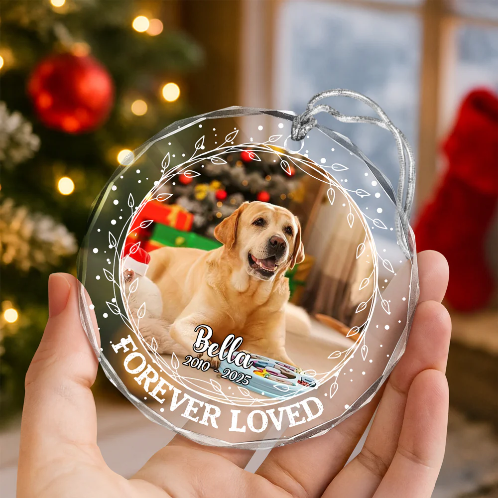 Custom Photo Forever Loved Christmas Glass Ornament Memorial Gift For Dog Lovers TH10 896403 - Image 6
