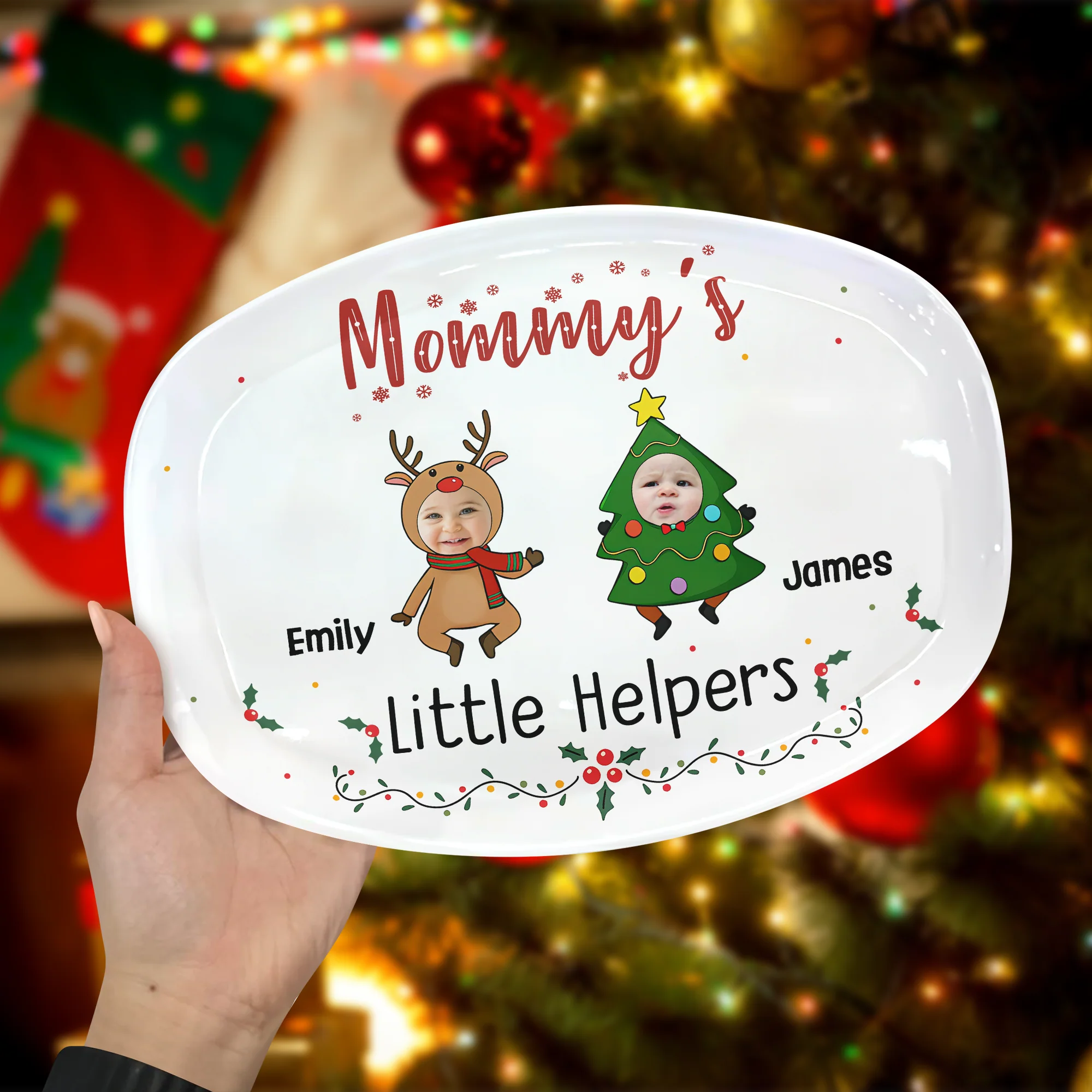 Custom Photo Grandma Little Helpers - Personalized Platter Christmas Gift For Mom And Grandma CH07 896312 - Image 5