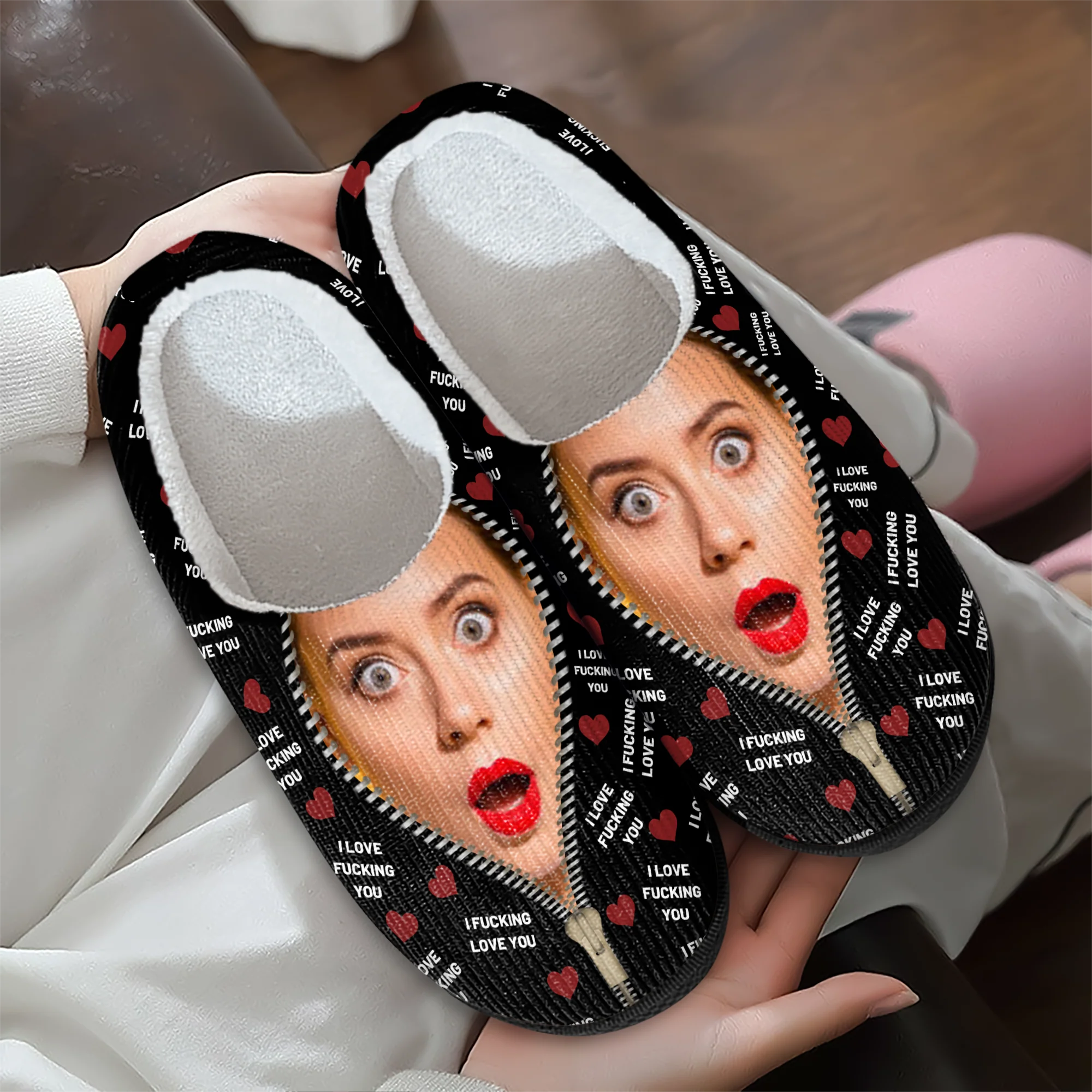 Custom Photo I F* Love You I Love F* You Gift For Him - Personalized Slippers HO82 900168 - Image 2