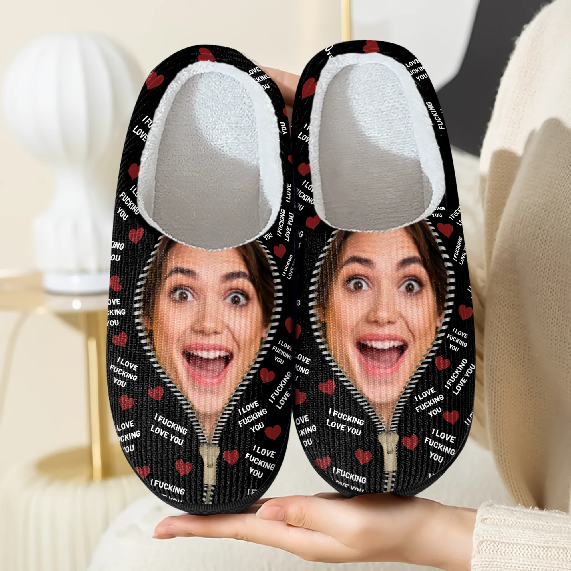 Custom Photo I F* Love You I Love F* You Gift For Him - Personalized Slippers HO82 900168 - Image 3