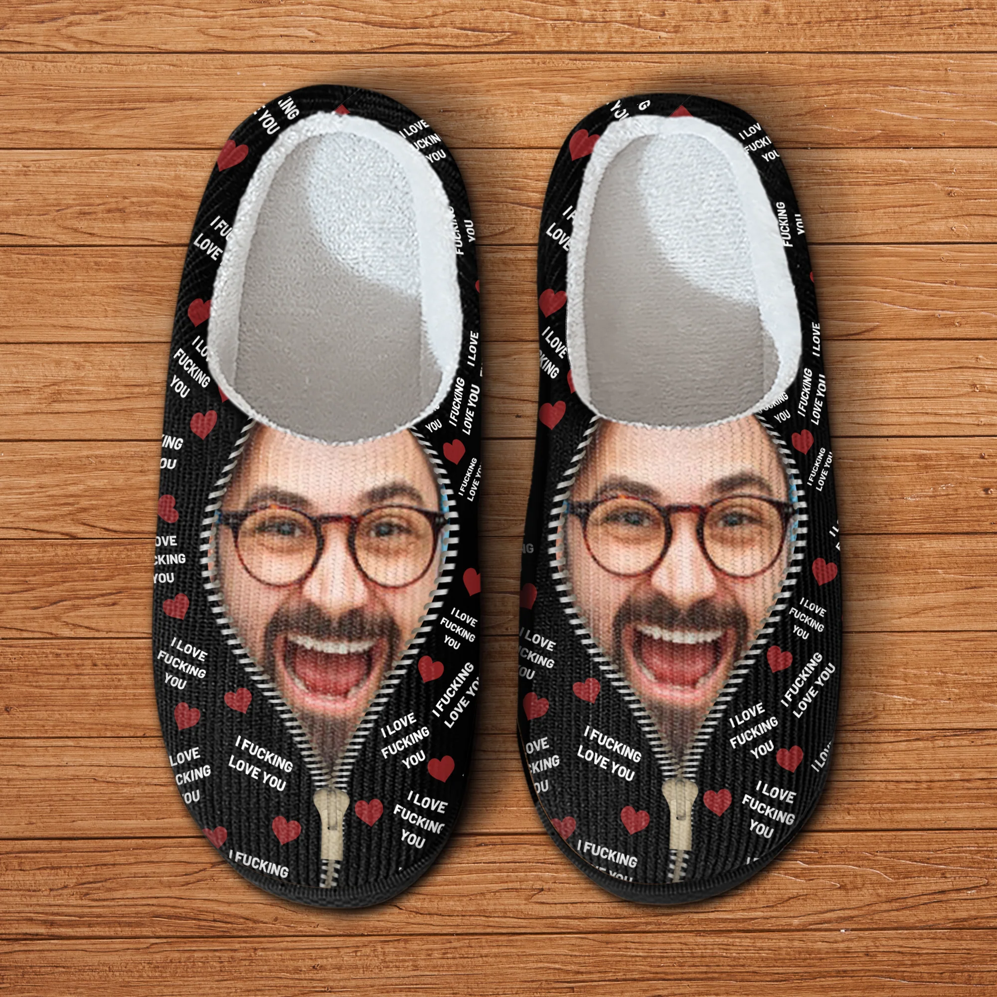 Custom Photo I F* Love You I Love F* You Gift For Him - Personalized Slippers HO82 900168 - Image 4