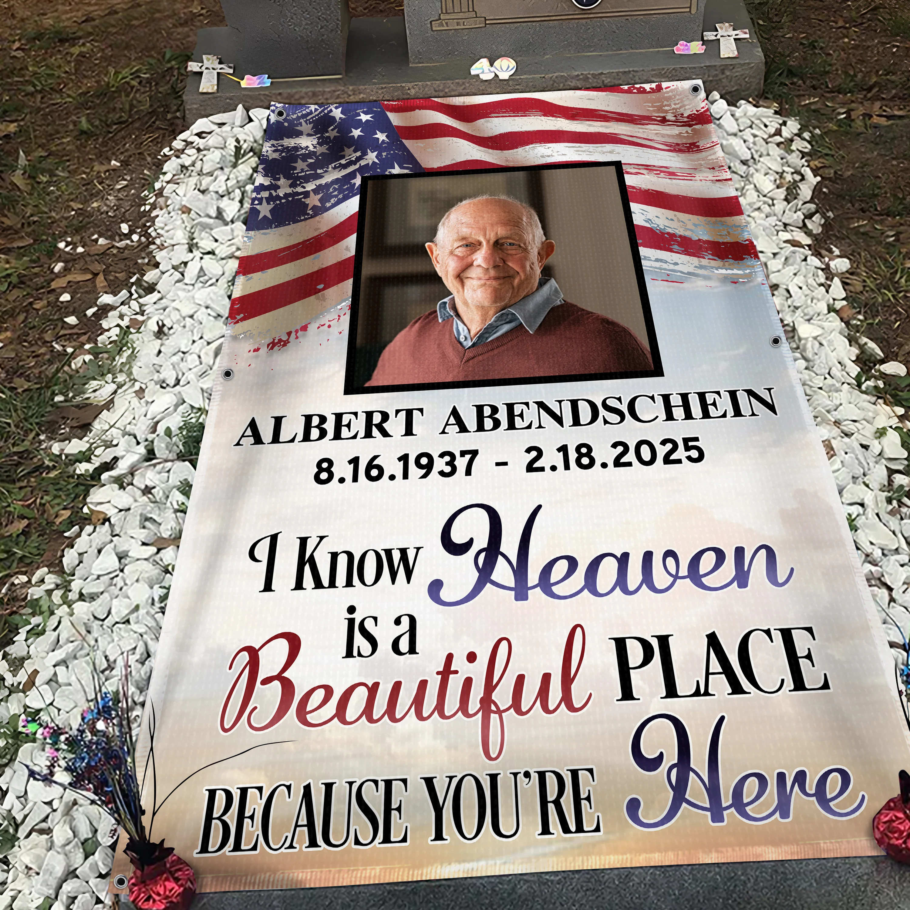 Custom Photo I Know Heaven Is A Beautiful Place Because You're Here Memorial Grave Blanket LM32 897515 - Image 3