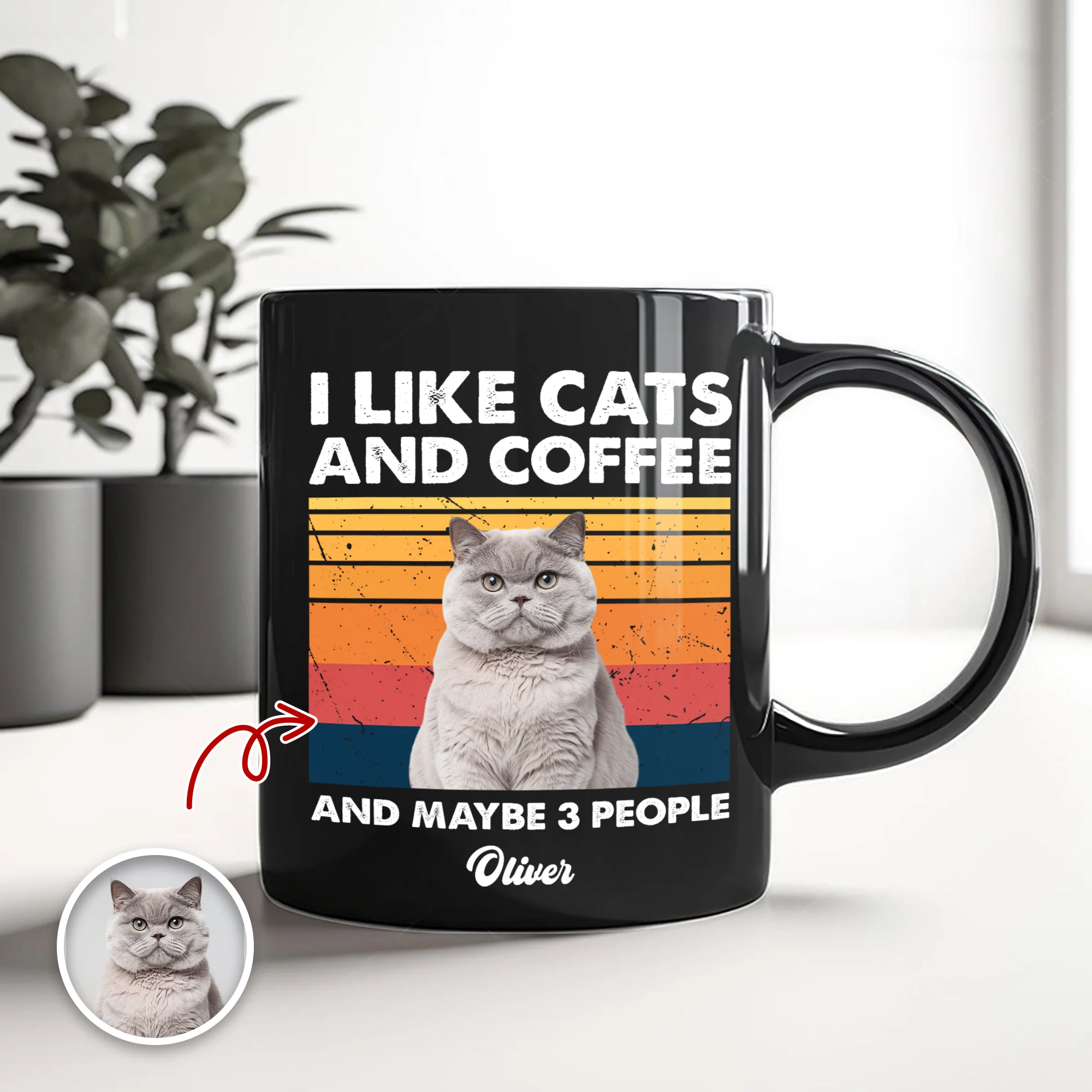 Custom Photo I Like Cats And Coffee Personalized Black Mug Gift For Cat Lovers LM32 895035 - Image 5