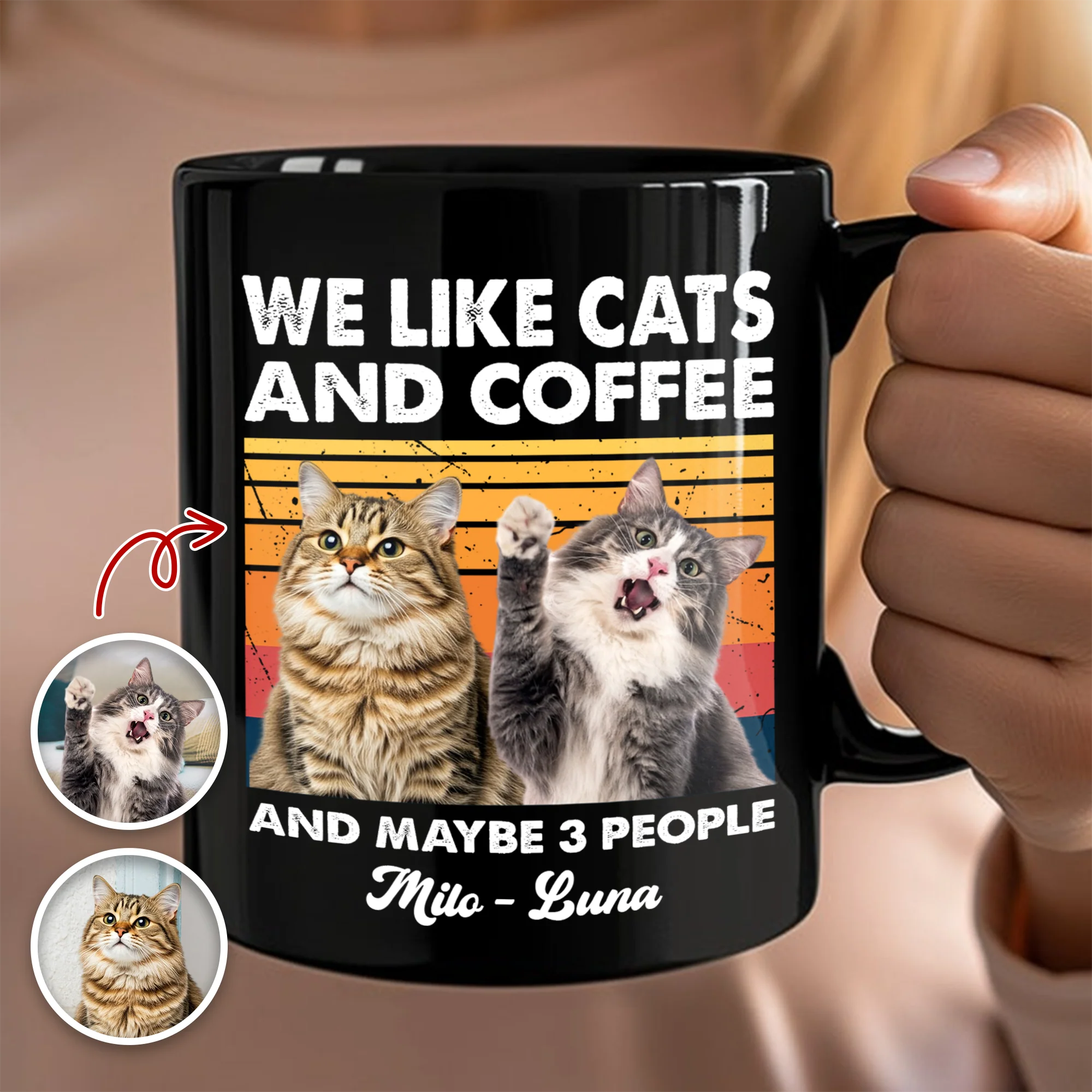 Custom Photo I Like Cats And Coffee Personalized Black Mug Gift For Cat Lovers LM32 895035 - Image 6