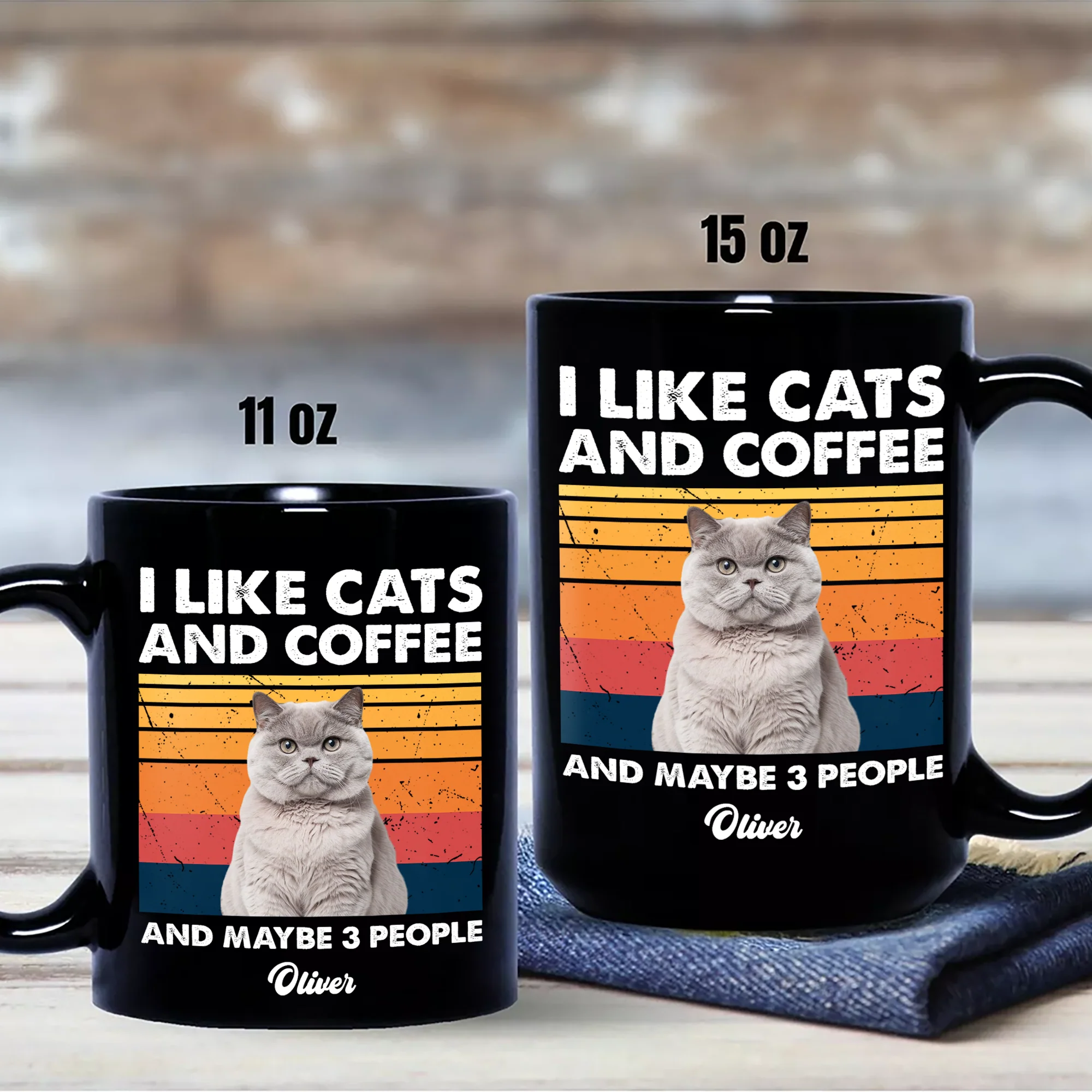 Custom Photo I Like Cats And Coffee Personalized Black Mug Gift For Cat Lovers LM32 895035 - Image 7