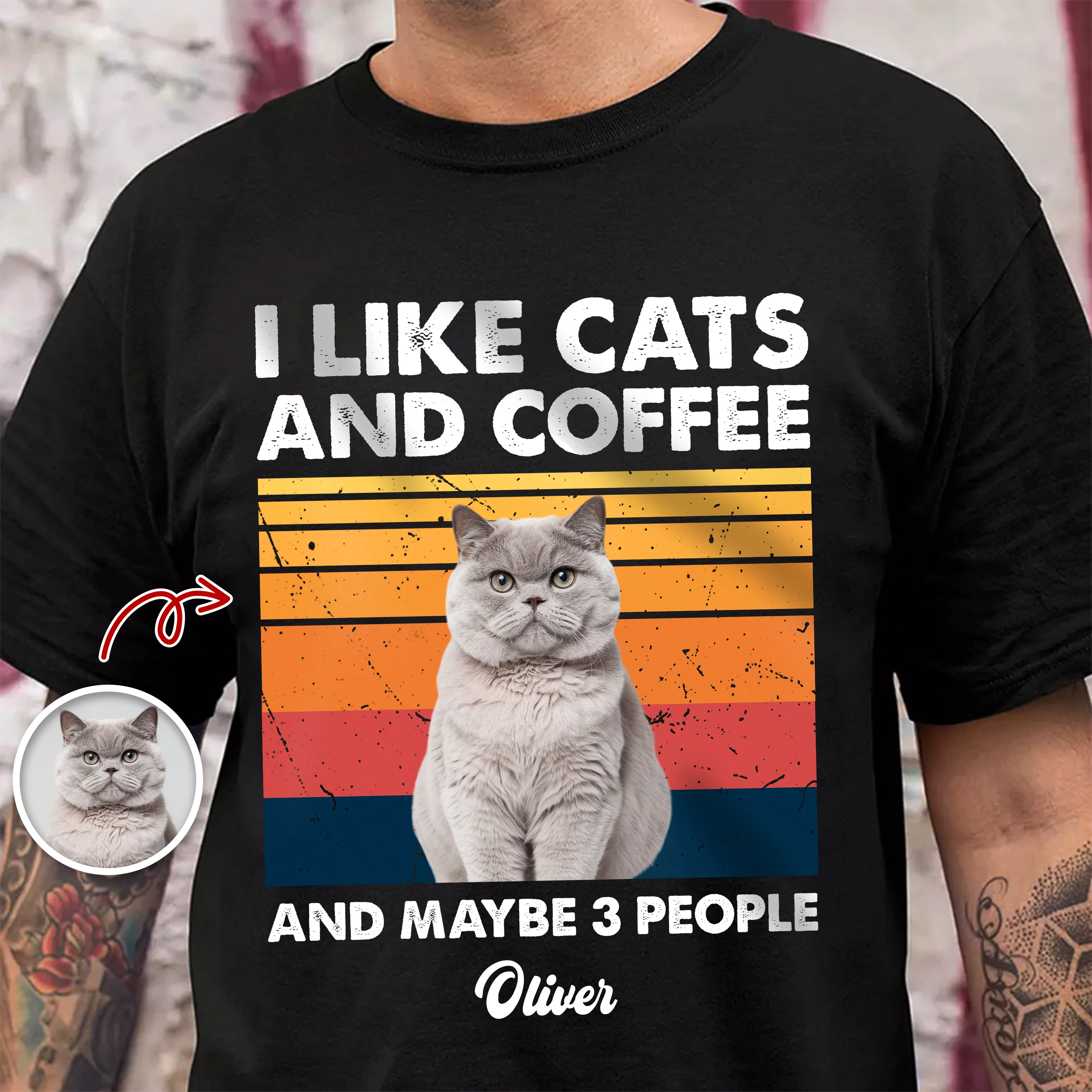 Custom Photo I Like Cats And Coffee Personalized Dark Shirt For Cat Lovers LM32 895105 - Image 2