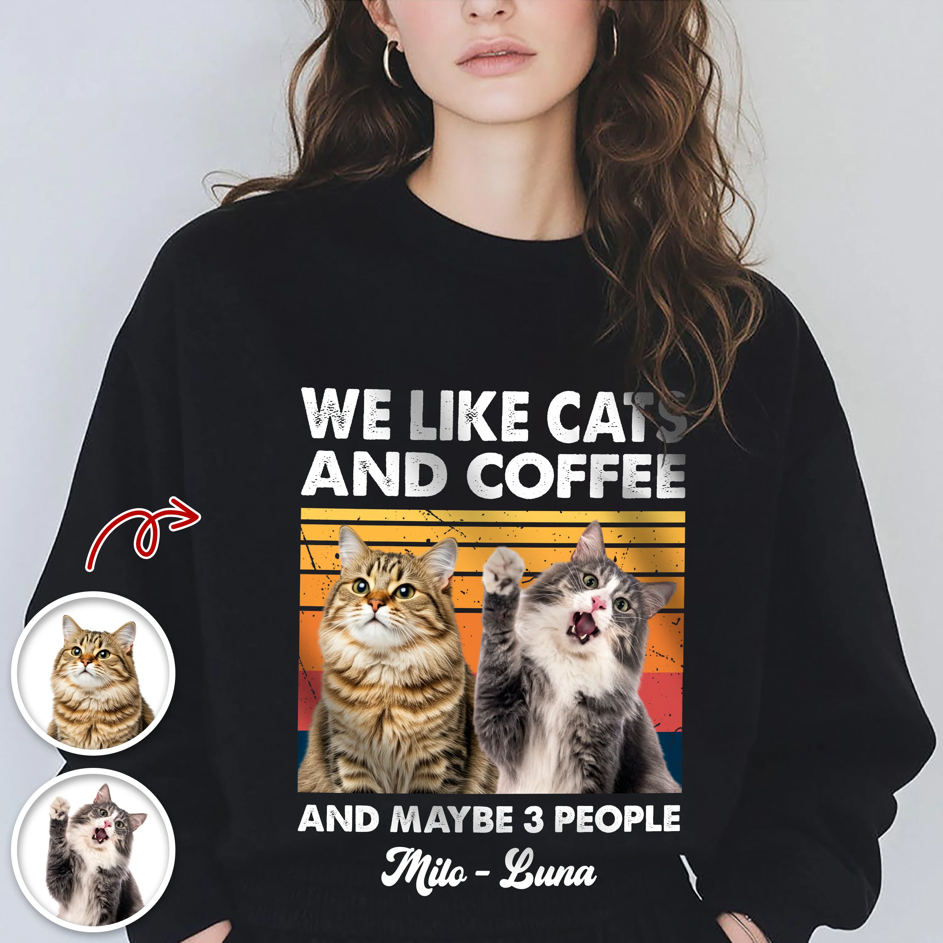 Custom Photo I Like Cats And Coffee Personalized Dark Shirt For Cat Lovers LM32 895105 - Image 3