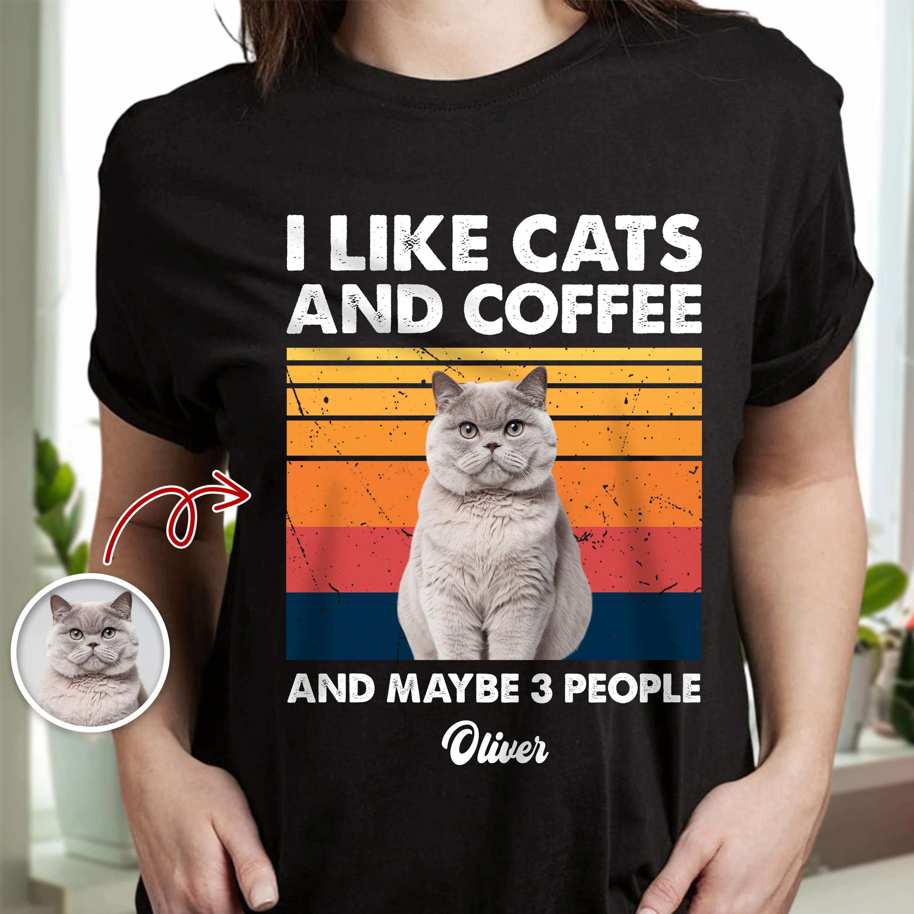 Custom Photo I Like Cats And Coffee Personalized Dark Shirt For Cat Lovers LM32 895105 - Image 4
