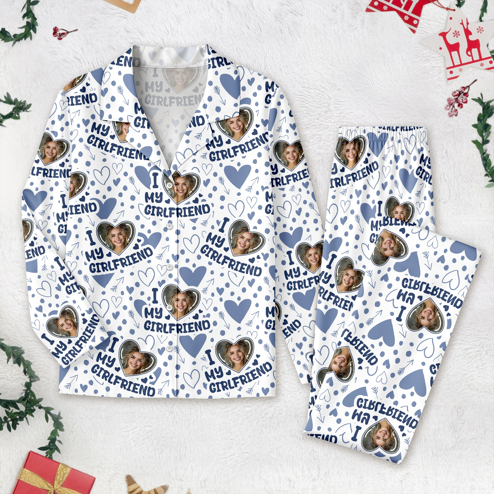 Custom Photo I Love My Boyfriend/Girlfriend Pajamas Gift For Couple LM32 897469