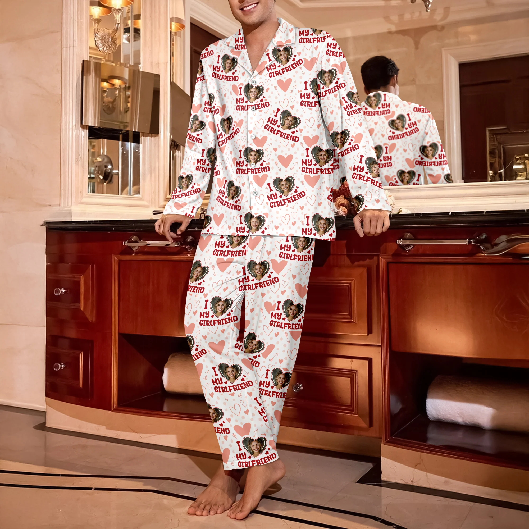 Custom Photo I Love My Boyfriend/Girlfriend Pajamas Gift For Couple LM32 897469 - Image 2