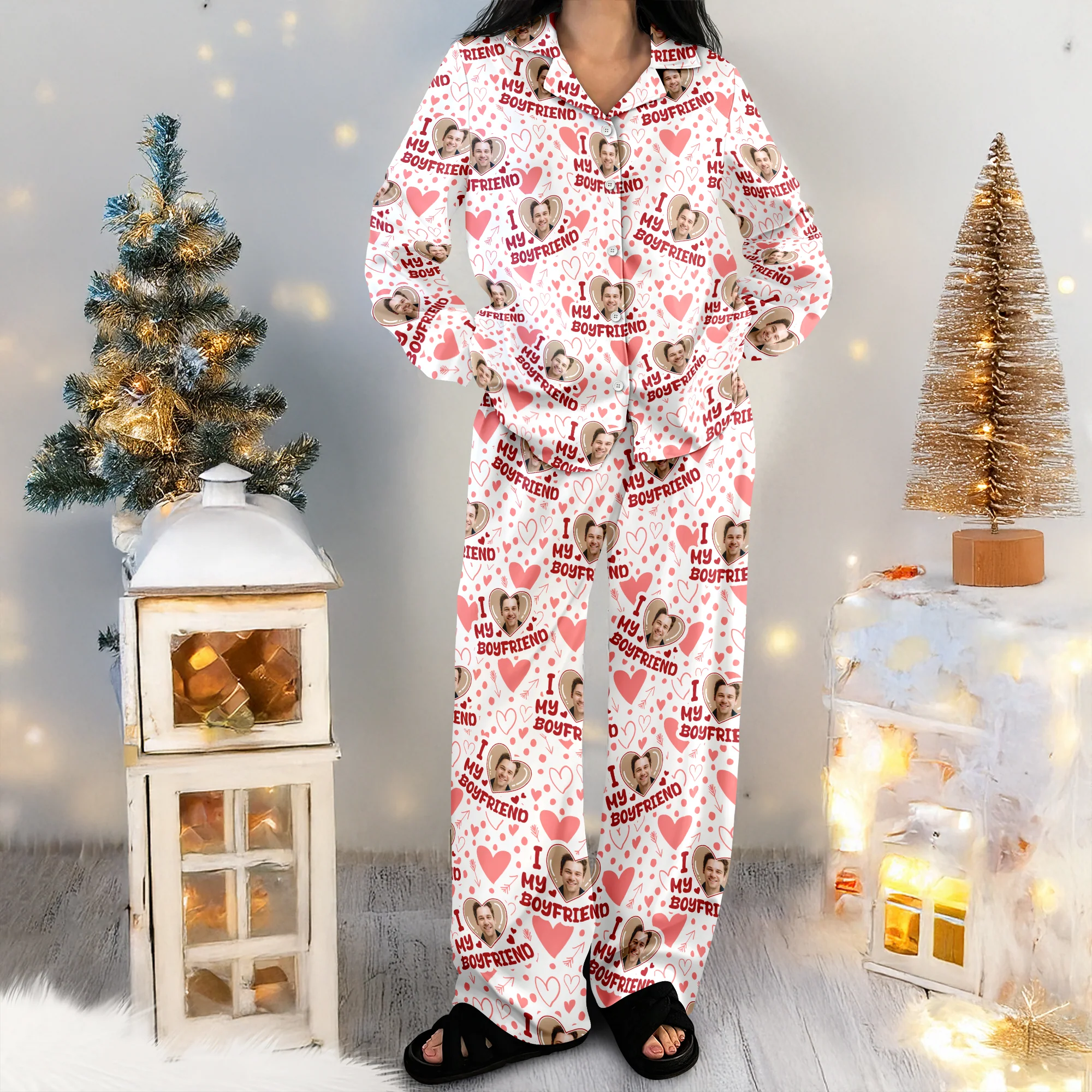 Custom Photo I Love My Boyfriend/Girlfriend Pajamas Gift For Couple LM32 897469 - Image 5
