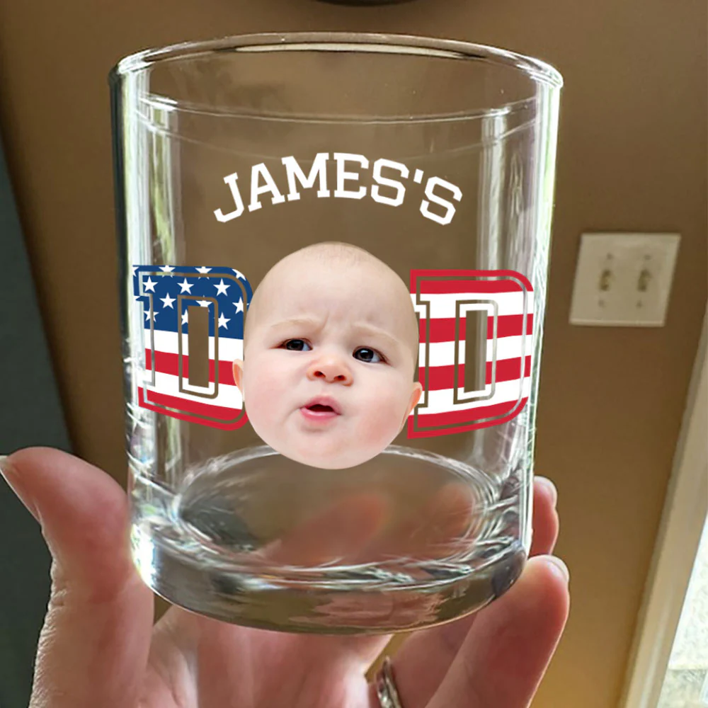 Custom Photo Kid And Dad US Flag Rock Glass HA75 892410 - Image 6