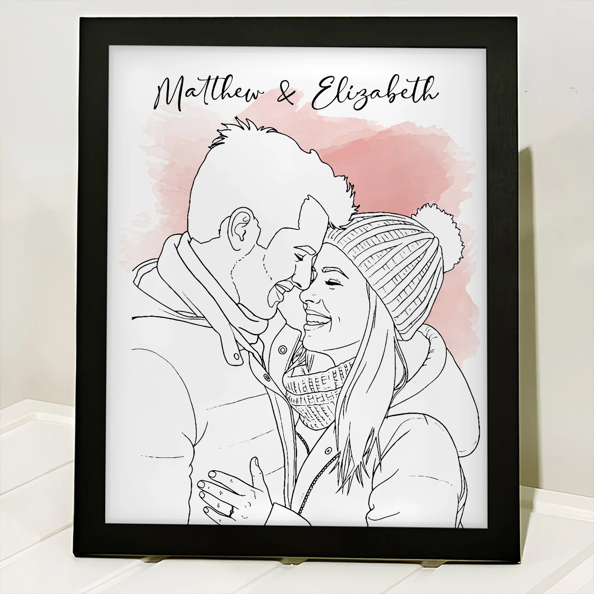 Custom Photo Line Drawing - Personalized Picture Frame Gift For Boyfriend, Girlfriend CH07 899120 - Image 5