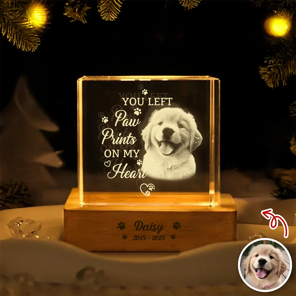 Custom Photo Memorial Once By My Side Forever In My Heart Engraved Crystal Photo With Light CH07 910082 - Image 3