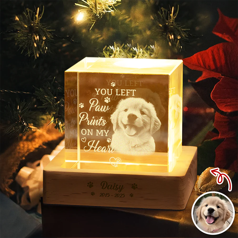 Custom Photo Memorial Once By My Side Forever In My Heart Engraved Crystal Photo With Light CH07 910082 - Image 4