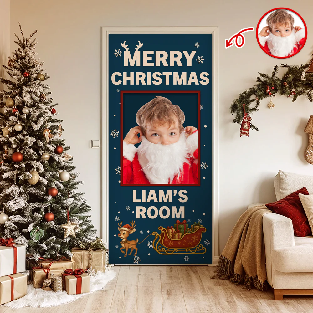 Custom Photo Merry Christmas Door Cover Gift For Son CH07 899880 - Image 6