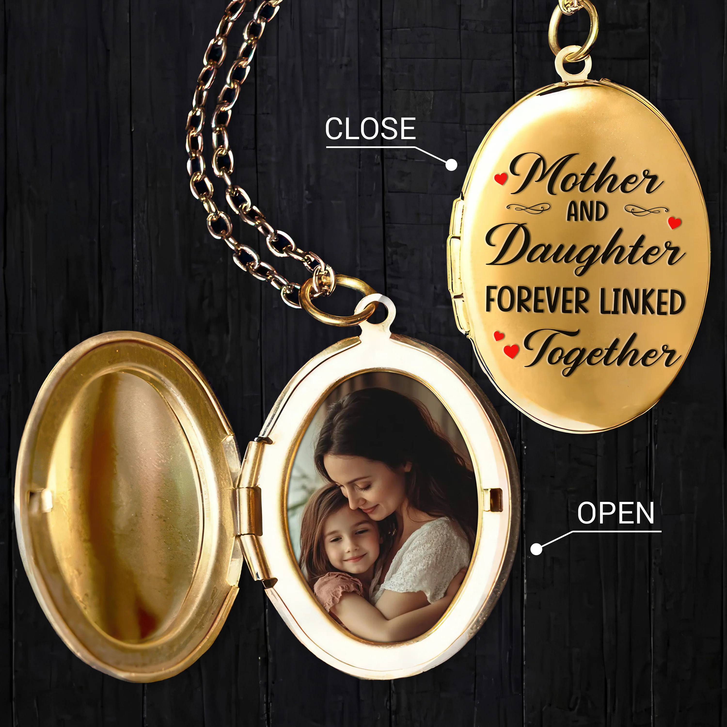 Custom Photo Mother And Daughter Forever Linked Locket Necklace TH10 892611 - Image 5