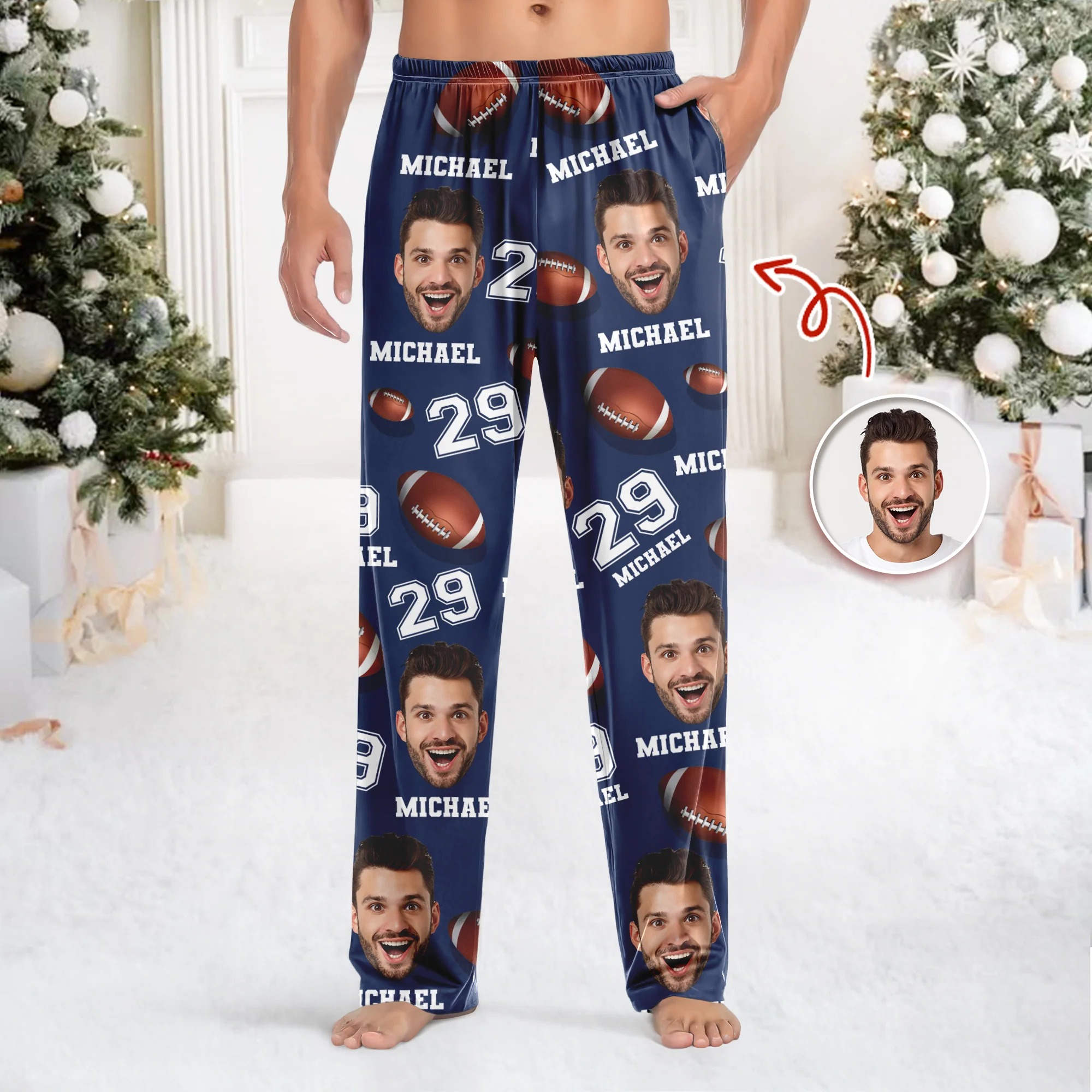 Custom Photo, Name And Number Pajamas Christmas Gift For Football Lovers CH07 899484 - Image 2
