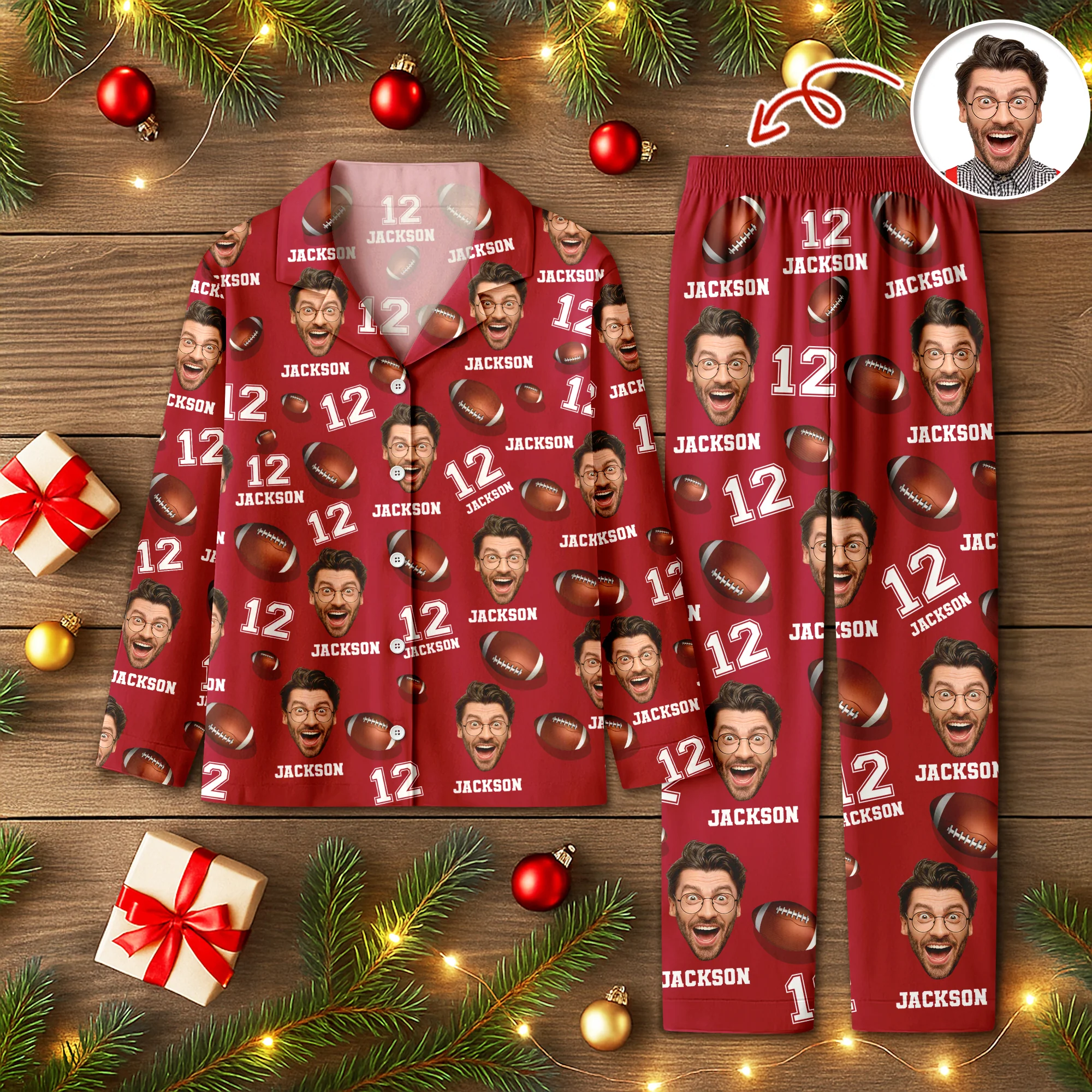Custom Photo, Name And Number Pajamas Christmas Gift For Football Lovers CH07 899484 - Image 7
