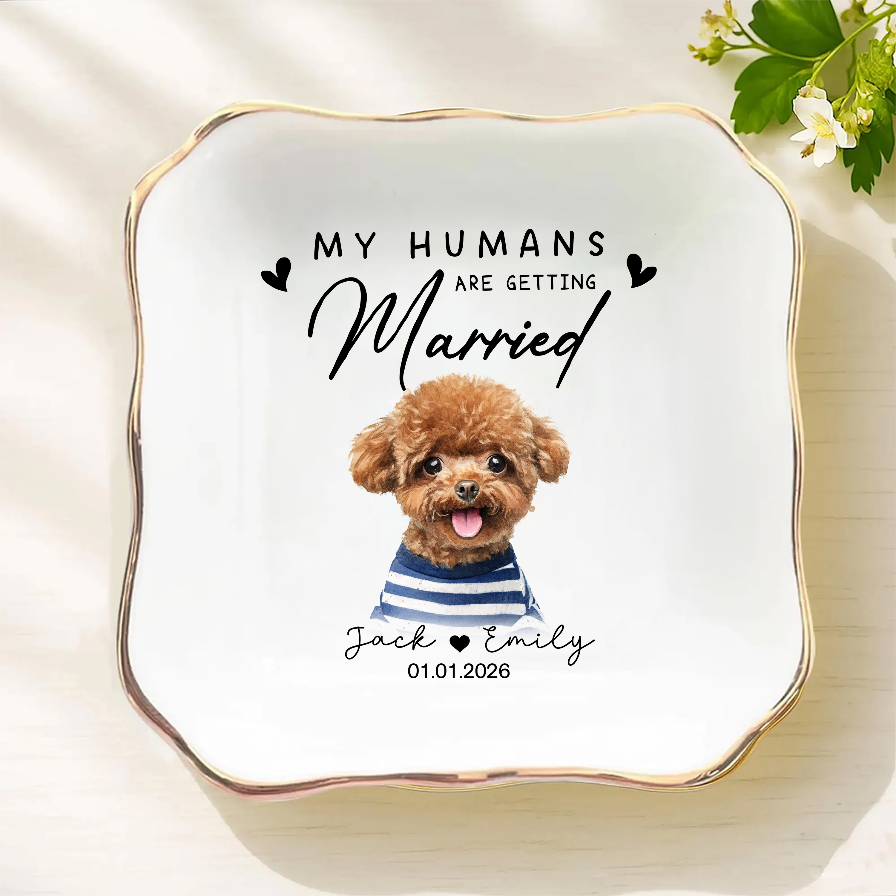 Custom Photo Our Humans Are Engaged Ring Dish Engagement Gift For Dog Lover HO82 901096 - Image 2