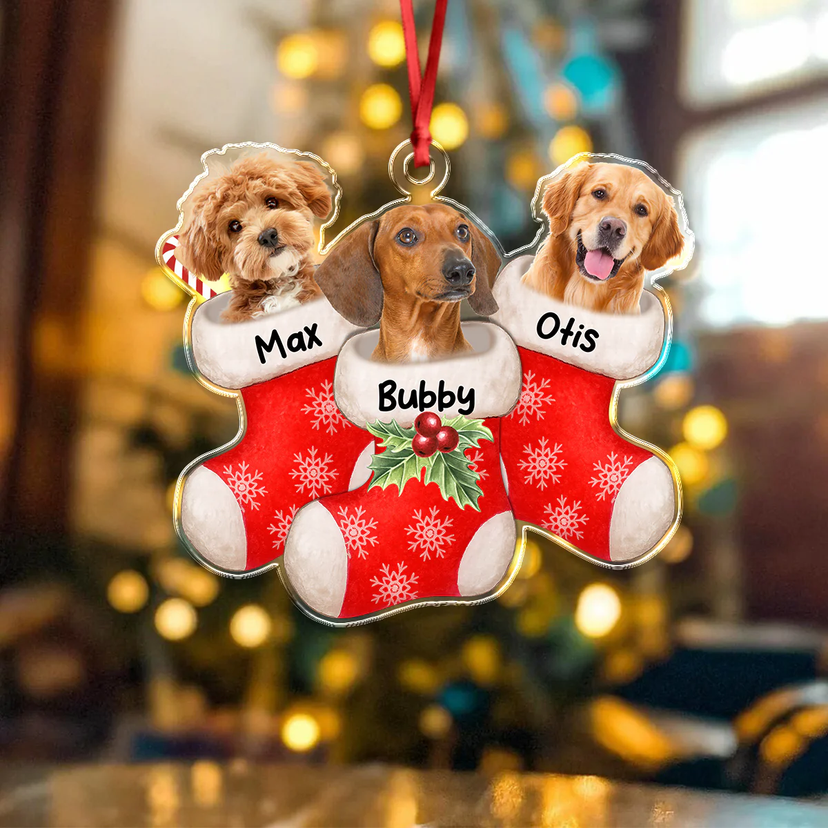 Custom Photo Peeking Dog On Christmas Stocking Personalized Acrylic Ornament Christmas Gift For Dog Lovers CH07 896280 - Image 7