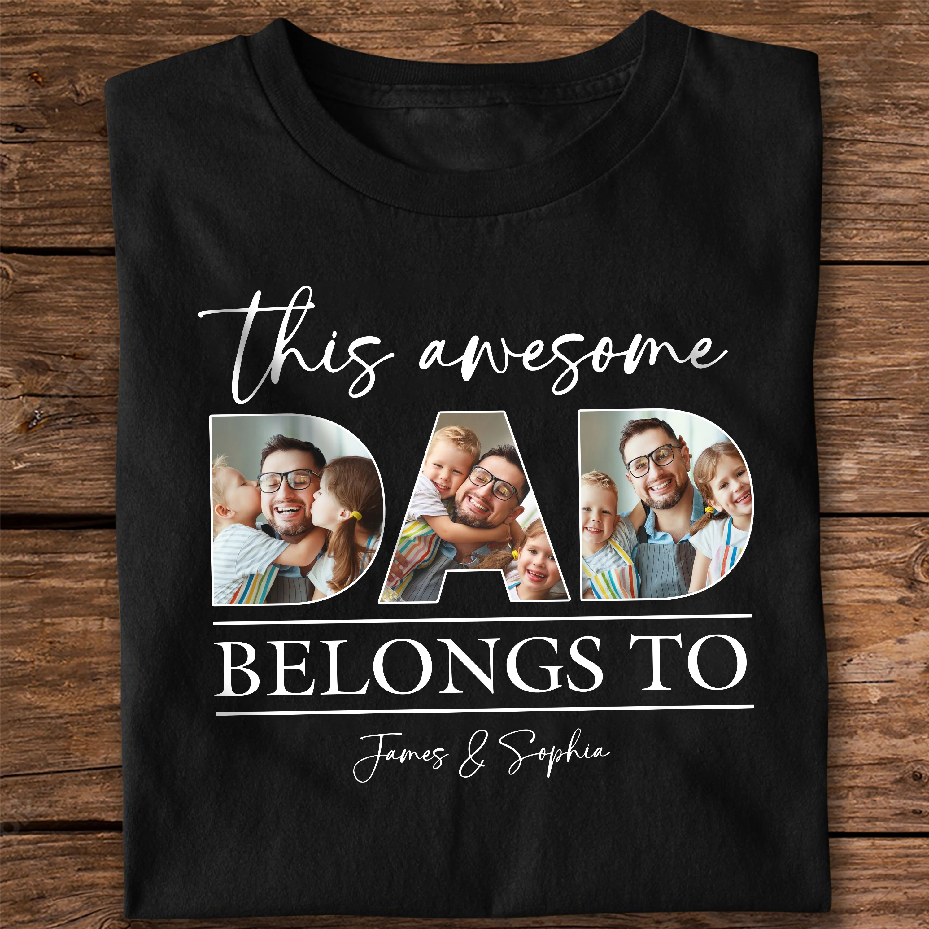 Custom Photo This Awesome Dad Belongs To Dark Shirt For Father's Day LM32 893633 - Image 2