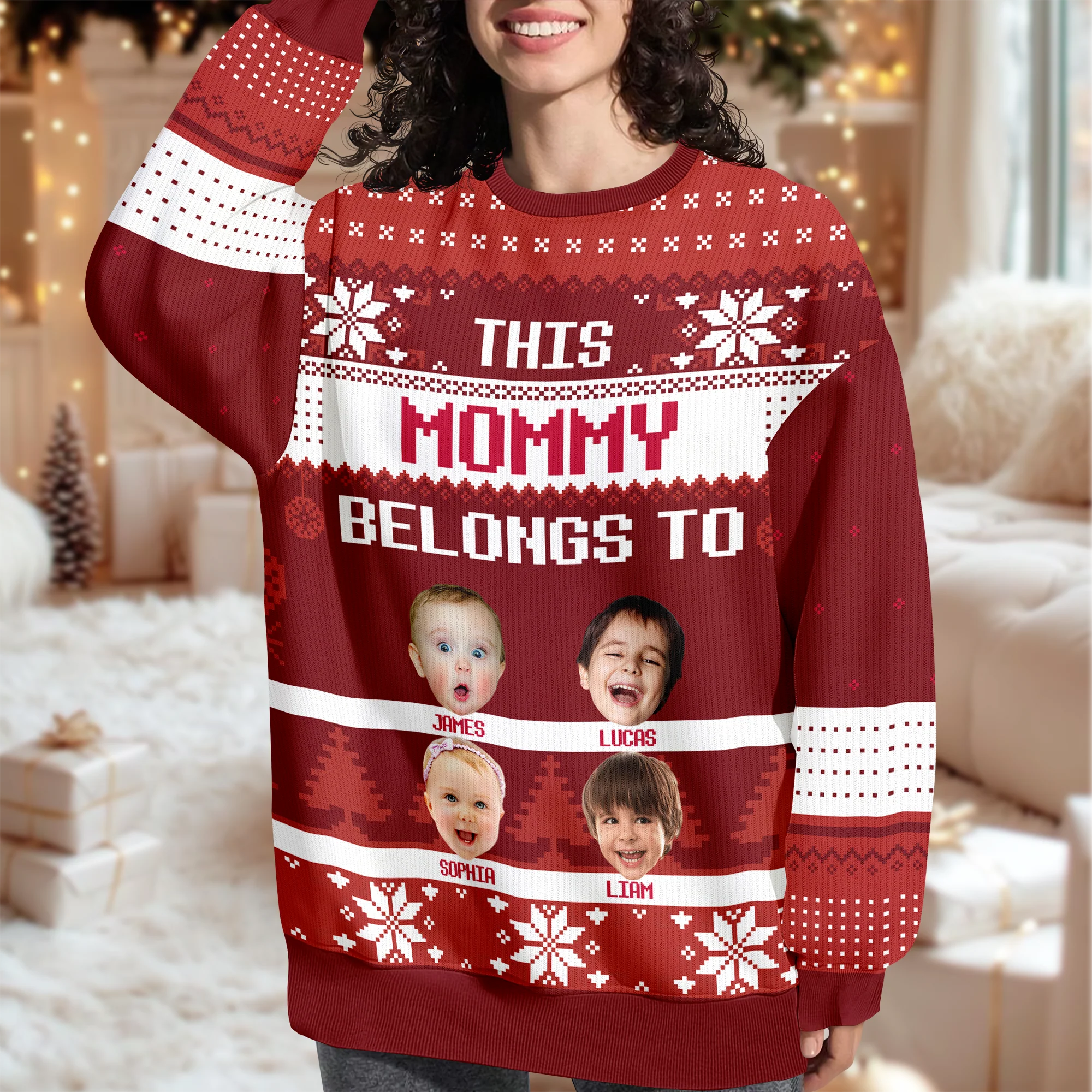 Custom Photo This Grandma Belongs To Christmas Ugly Sweater HO82 900036 - Image 2