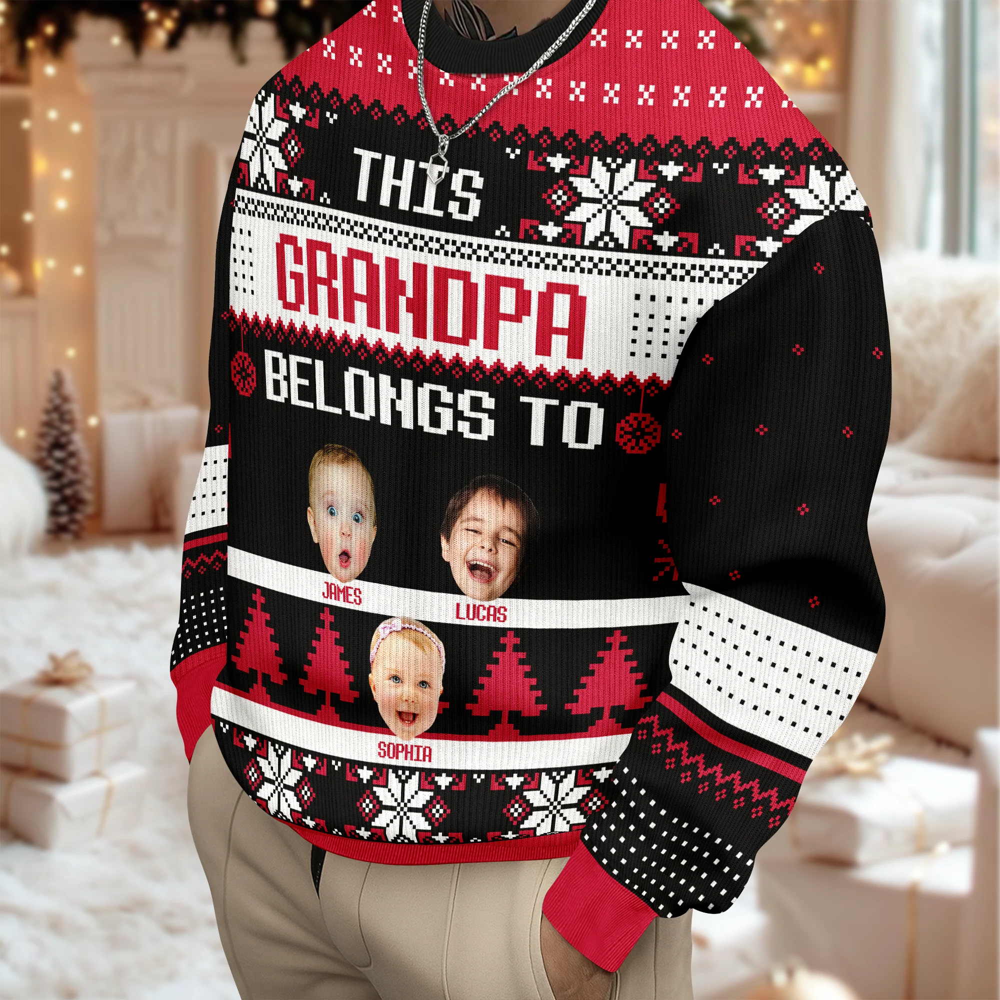 Custom Photo This Grandma Belongs To Christmas Ugly Sweater HO82 900036 - Image 9