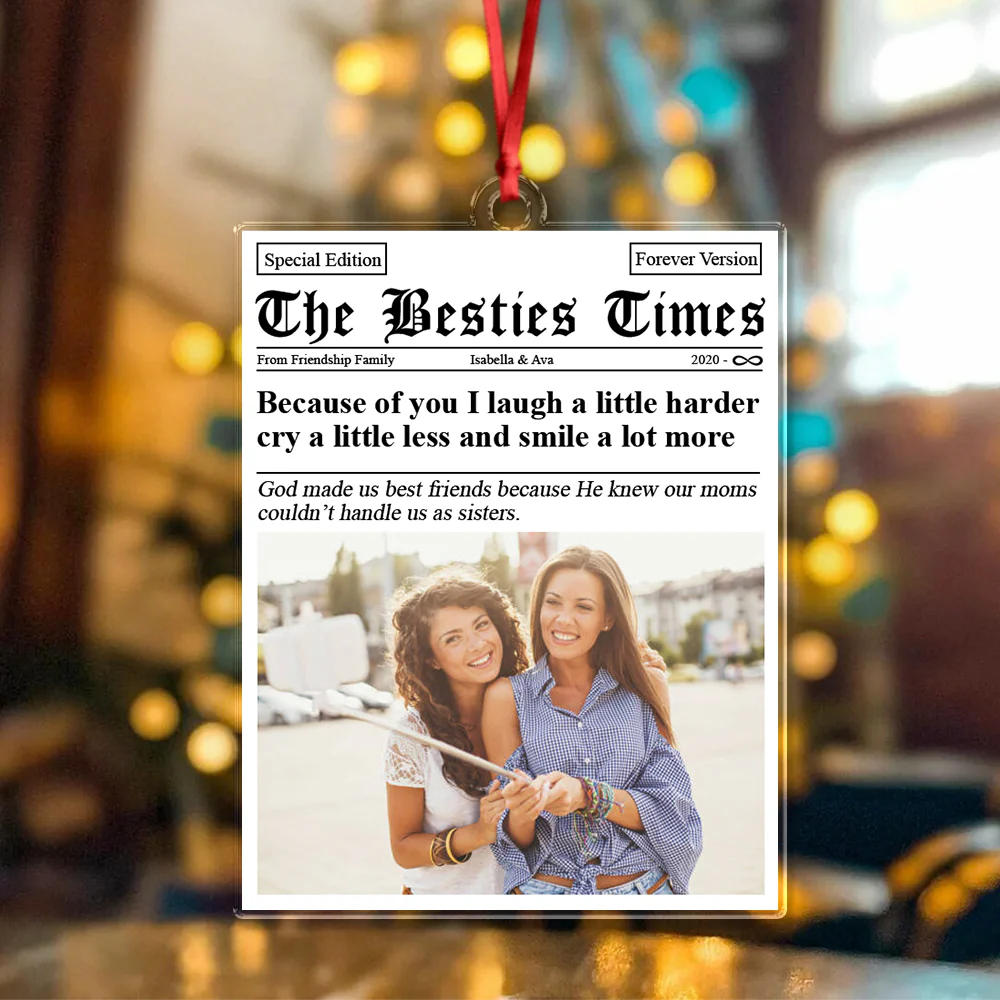 Custom Photo Times Magazine Friendship Acrylic Ornament Christmas Gift For Besties HO82 894660 - Image 5