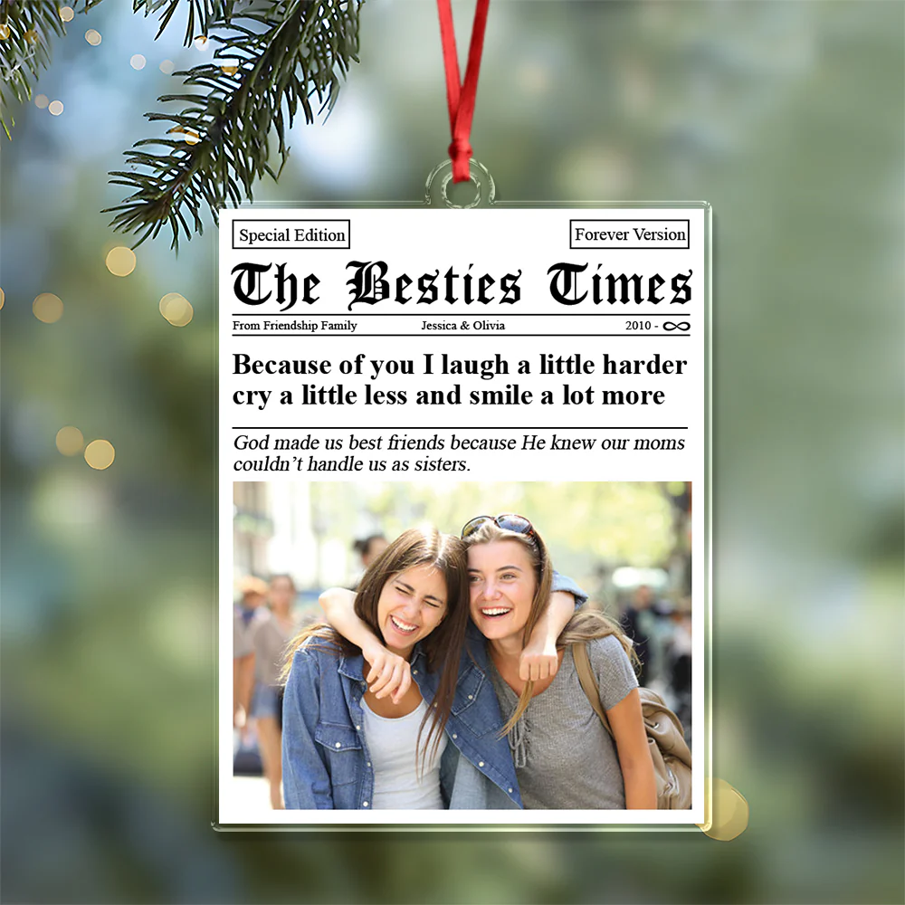 Custom Photo Times Magazine Friendship Acrylic Ornament Christmas Gift For Besties HO82 894660 - Image 8