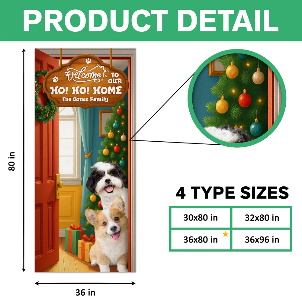 Custom Photo Welcome To My Ho!Ho!Home Door Cover Christmas Gift For Dog Lover CH07 899402 - Image 7