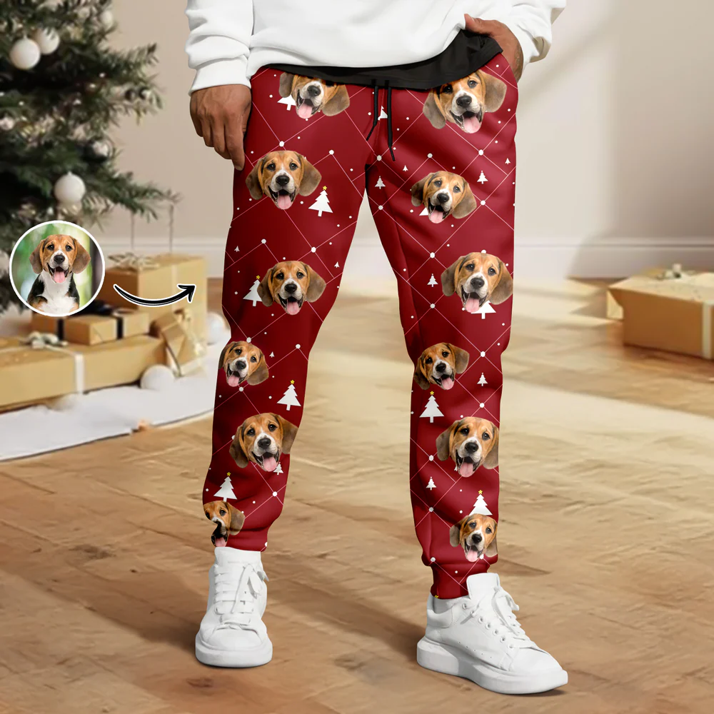 Custom Photo With Christmas Pattern - Personalized Sweatpants Gift For Dog Lovers CH07 896332 - Image 2