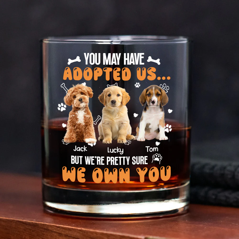 Custom Photo You May Have Adopted Us But We're Pretty Sure We Own You Rock Glass For Dog Lovers Cat Lovers CH07 895616 - Image 2