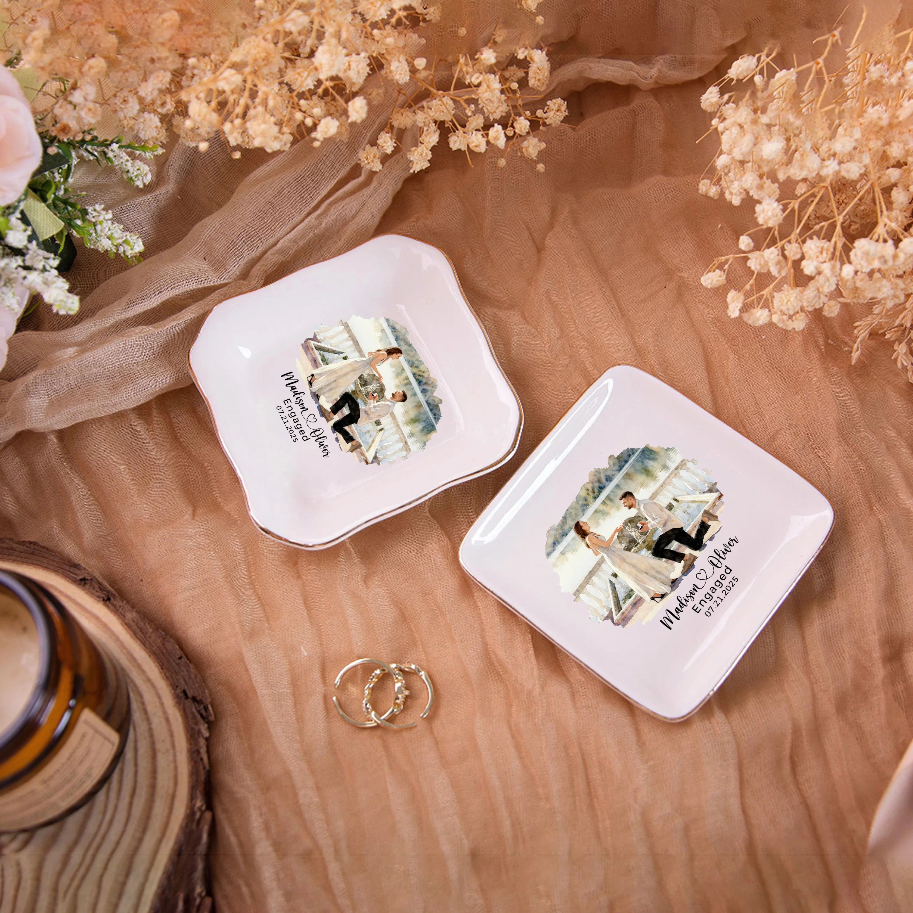 Custom Proposal Portrait Ring Dish Engagement Gift For Couple HO82 901020 - Image 6