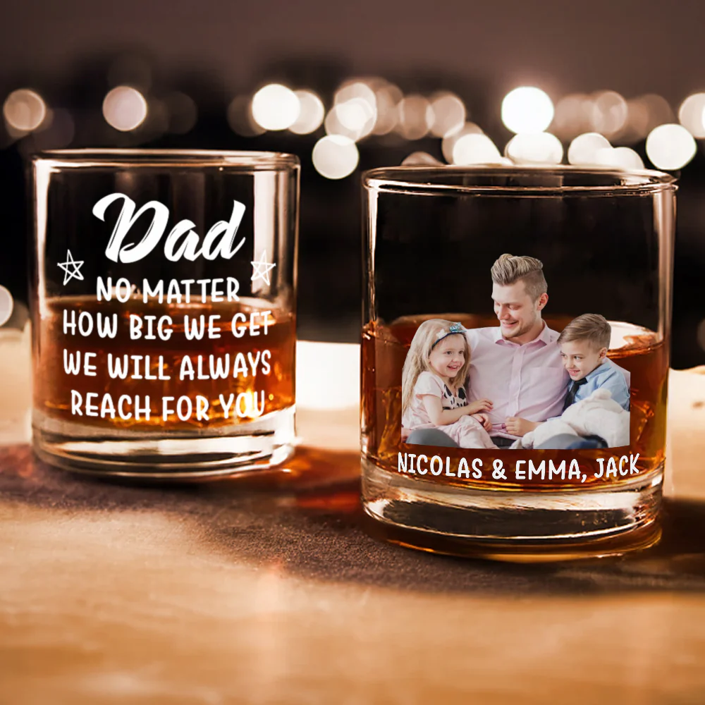 Dad No Matter How Big We Get, We Will Always Reach For You Rock Glass Gift For Father's Day HO82 893984 - Image 3