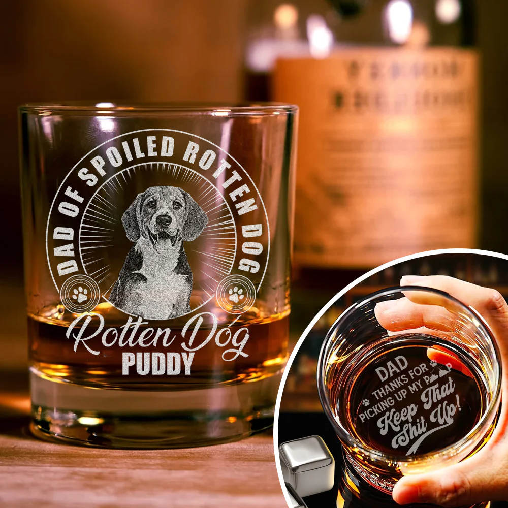 Dad Thanks For Picking Up My Poop - Personalized Whiskey Glass With Photo TH10 892833 - Image 4