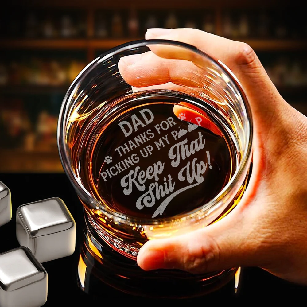 Dad Thanks For Picking Up My Poop - Personalized Whiskey Glass With Photo TH10 892833 - Image 6