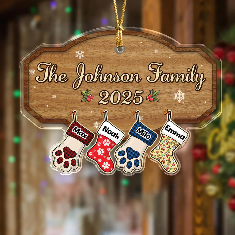 Family With Pets Personalized Acrylic Ornament CH07 899564 - Image 5