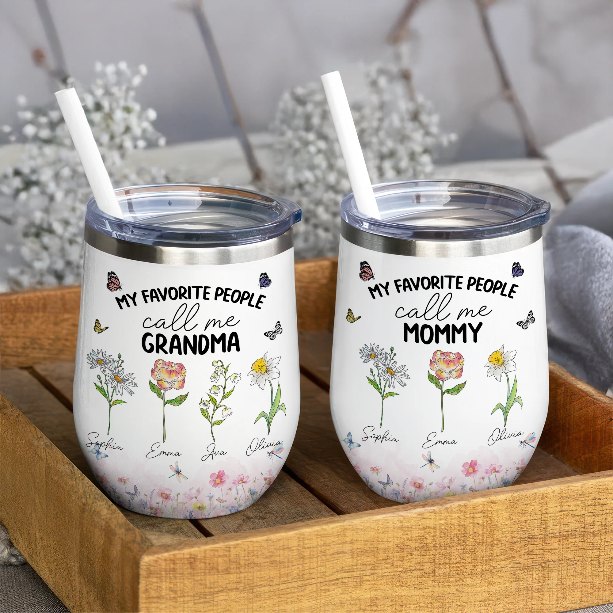 My Favorite People Call Me Mommy And Grandma Personalized Wine Tumbler LM32 893995 - Image 6