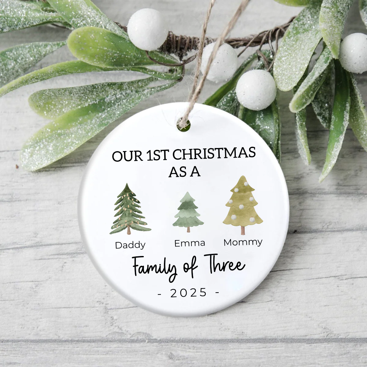 Our 1st Christmas As A Tree Family Of Three Christmas Ceramic Ornament LM32 895429 - Image 3