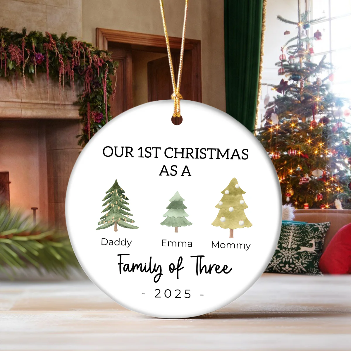Our 1st Christmas As A Tree Family Of Three Christmas Ceramic Ornament LM32 895429 - Image 4
