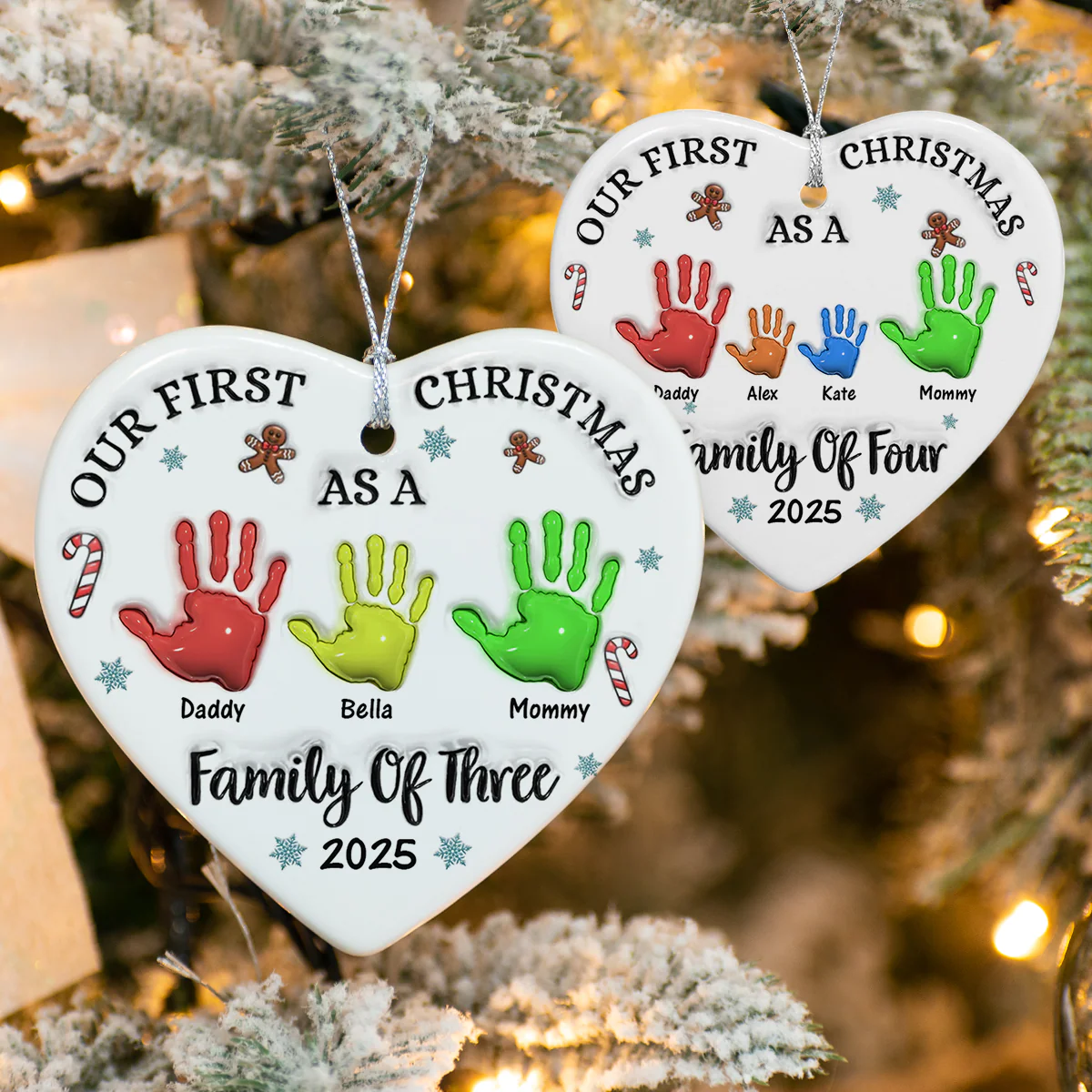 Our First Christmas As A Family Of Three Heart Shaped Ceramic Ornament CH07 899322 - Image 4
