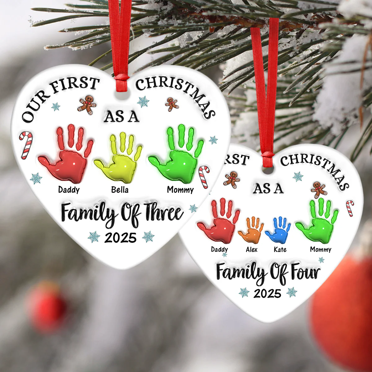 Our First Christmas As A Family Of Three Heart Shaped Ceramic Ornament CH07 899322 - Image 5