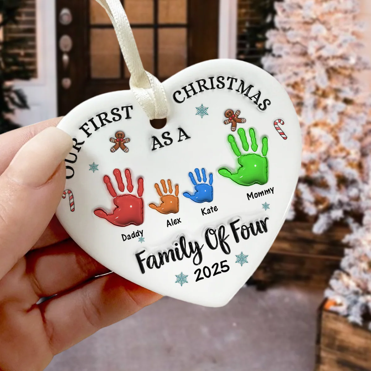 Our First Christmas As A Family Of Three Heart Shaped Ceramic Ornament CH07 899322 - Image 6