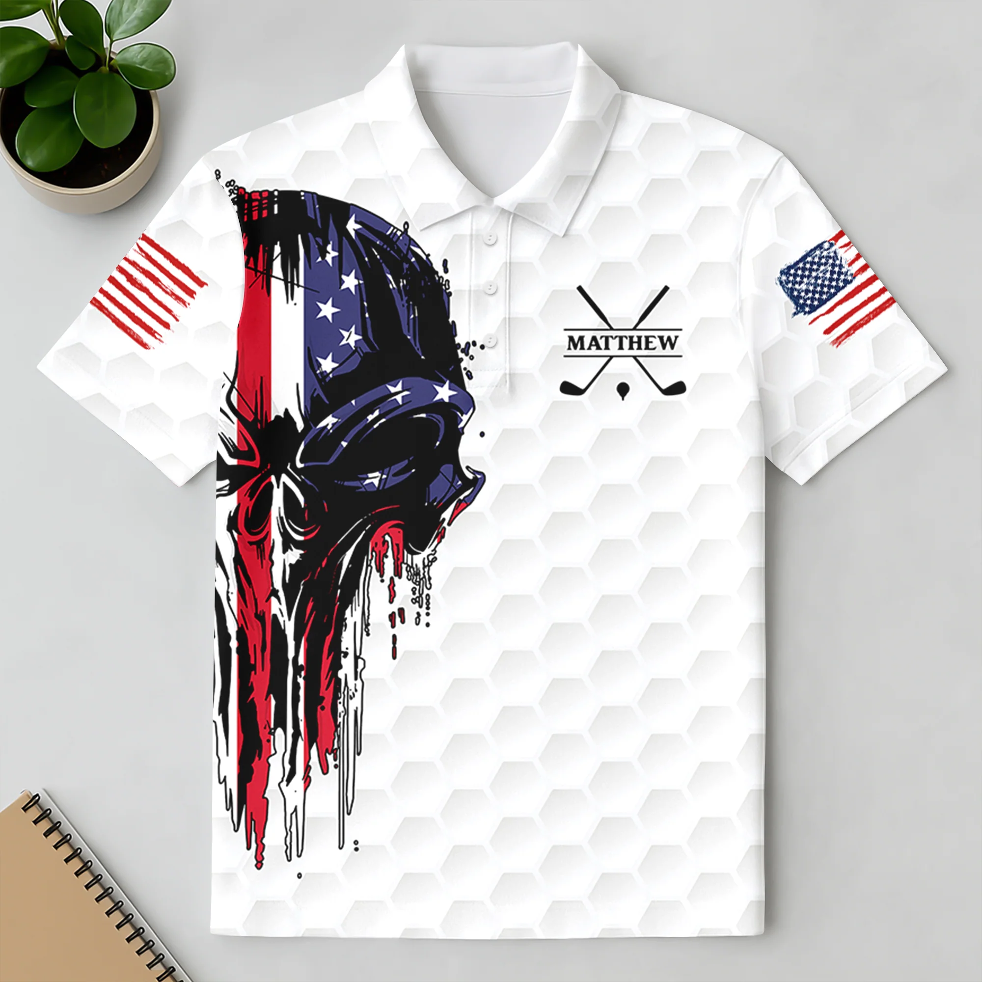 Personalized American Skull Flag Polo Shirt Gift For Golfer, Golf Lovers CH07 899870 - Image 6