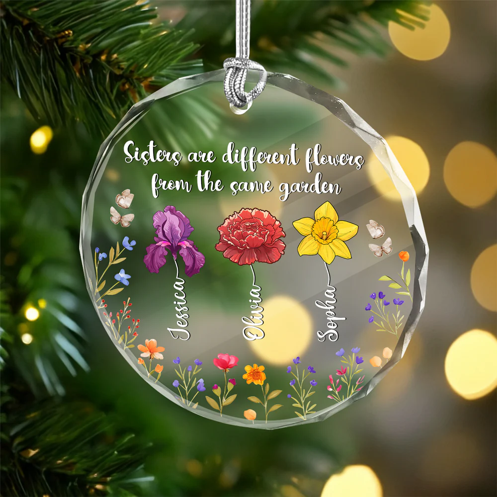 Personalized Gift Sisters Are Different Flowers Glass Ornament LM32 895411 - Image 5