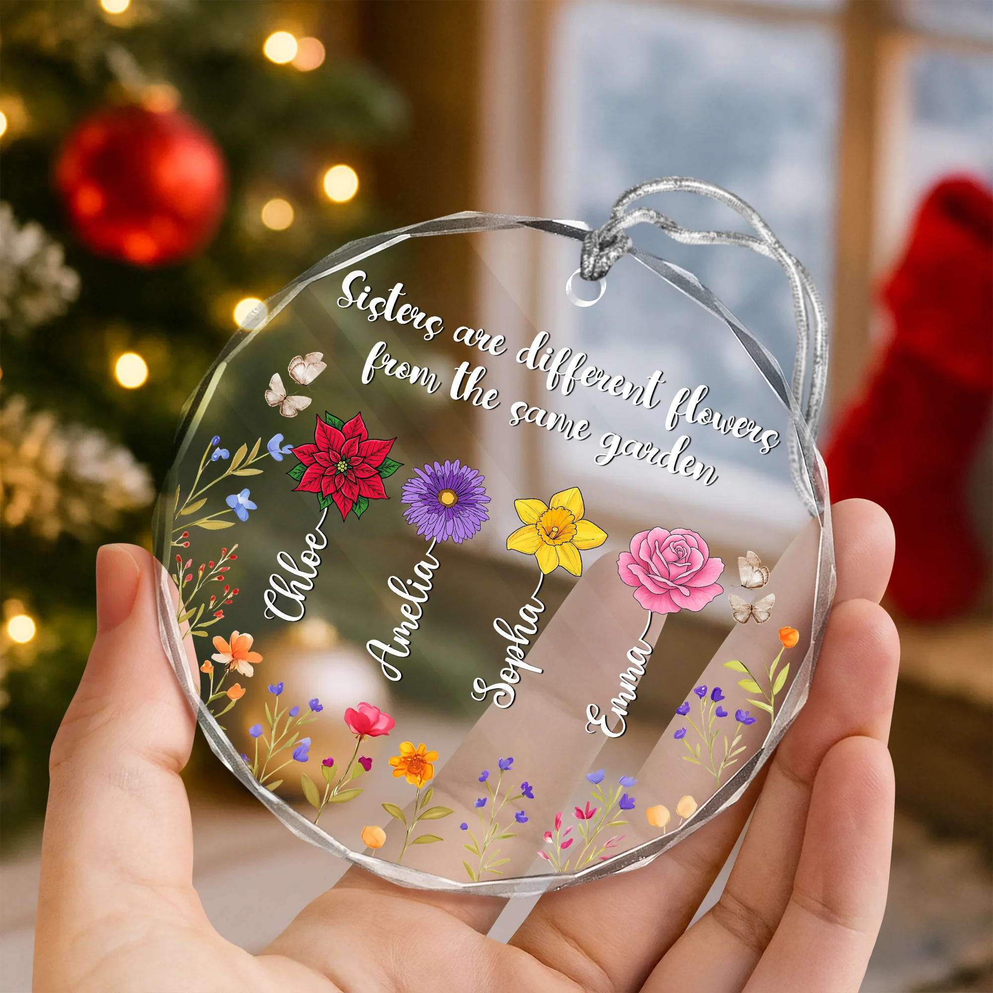 Personalized Gift Sisters Are Different Flowers Glass Ornament LM32 895411 - Image 6