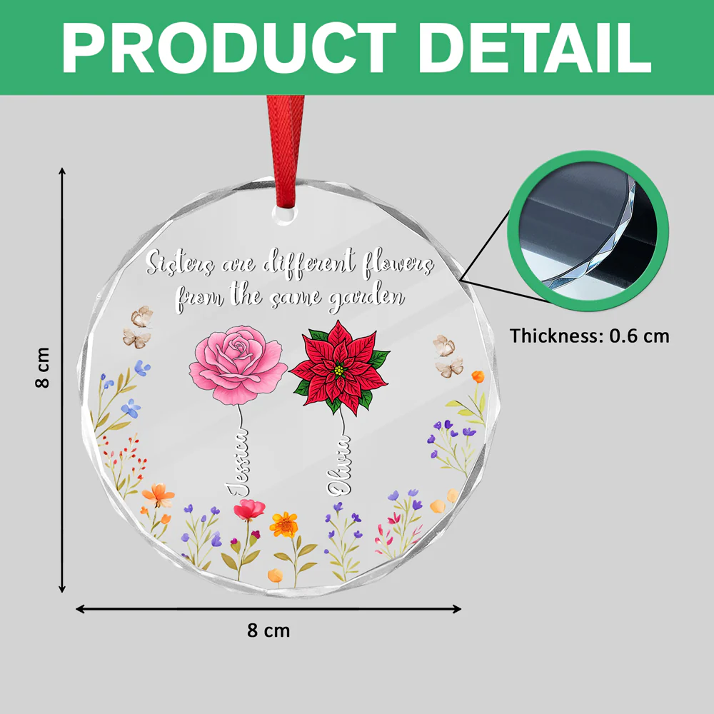 Personalized Gift Sisters Are Different Flowers Glass Ornament LM32 895411 - Image 7