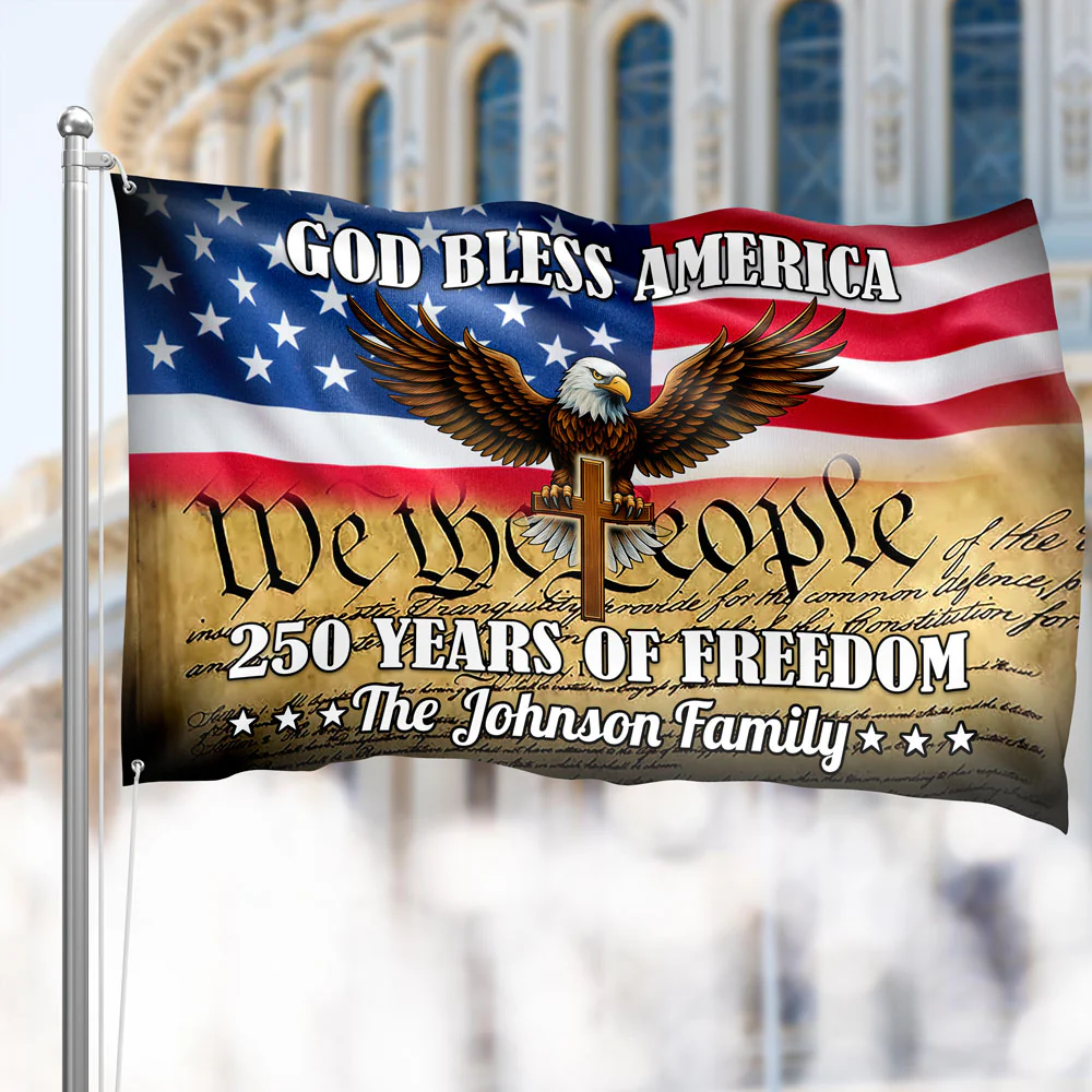 Personalized God Bless US 250 Years Of Freedom Banner House Flag HO82 900900 - Image 5